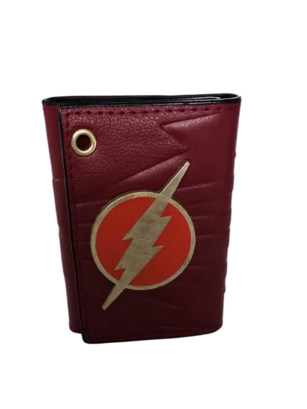 DC Comics The Flash Suit Up Bi‑Fold Red Wallet Gold Emblem Small Faux Leather